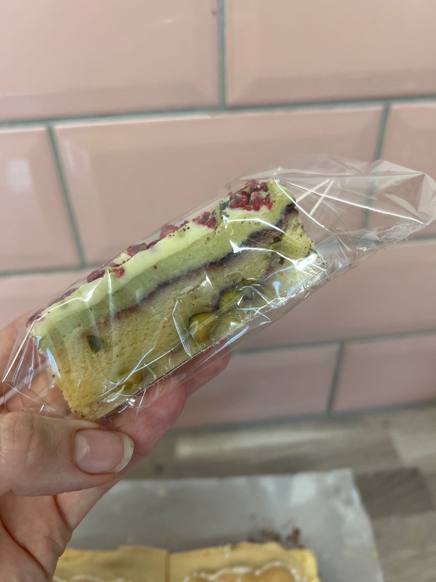 Raspberry & Pistachio Blondie